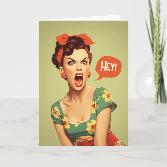 Tarjeta Vintage Pin-Up Power Shout (Anverso)