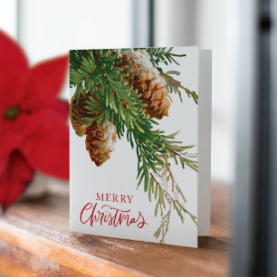 Tarjeta Vintage Pine Cone Greenery Navidades