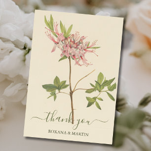 Tarjeta Vintage Pink Azalea Watercolor Gracias