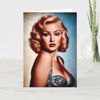 Tarjeta Vintage Pinup Birthday Card AI Art
