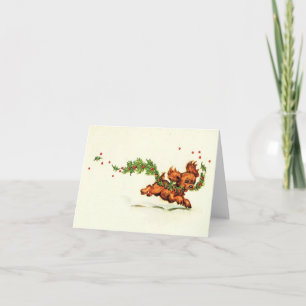 Tarjeta Vintage Playage Puppy Navidad Card