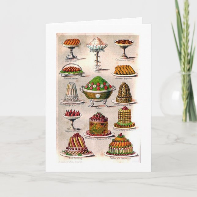 Tarjeta Vintage - postres del Victorian, (Anverso)