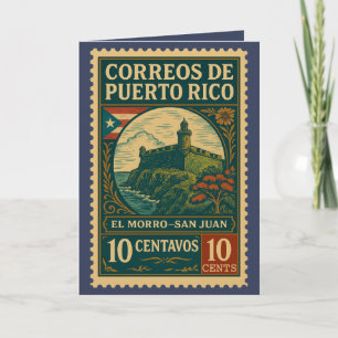 Tarjeta Vintage Puerto Rico Postage Stamp