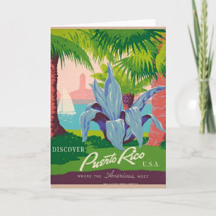 Tarjeta Vintage Puerto Rico Travel Art Ilustración