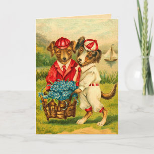Tarjeta Vintage Puppy Birday Card