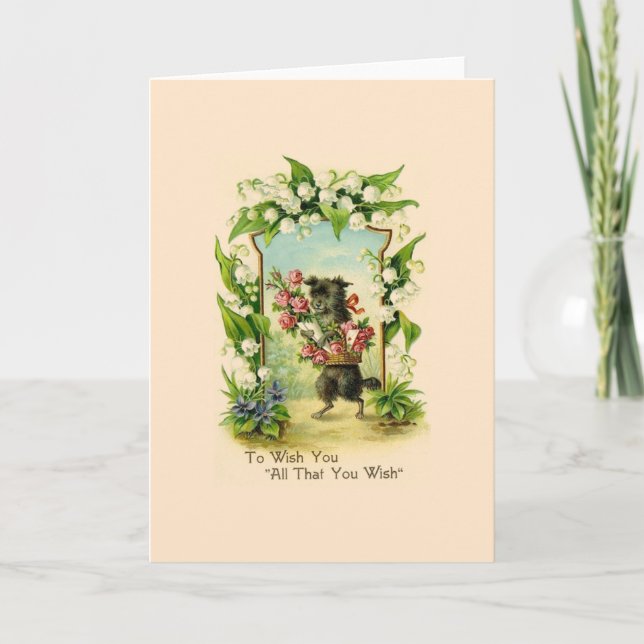 Tarjeta Vintage Puppy Birday Greaming Card (Anverso)