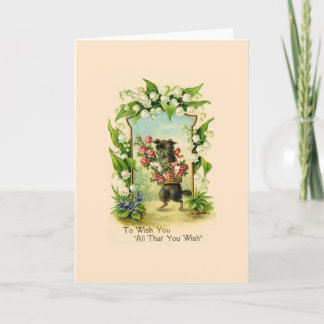 Tarjeta Vintage Puppy Birday Greaming Card