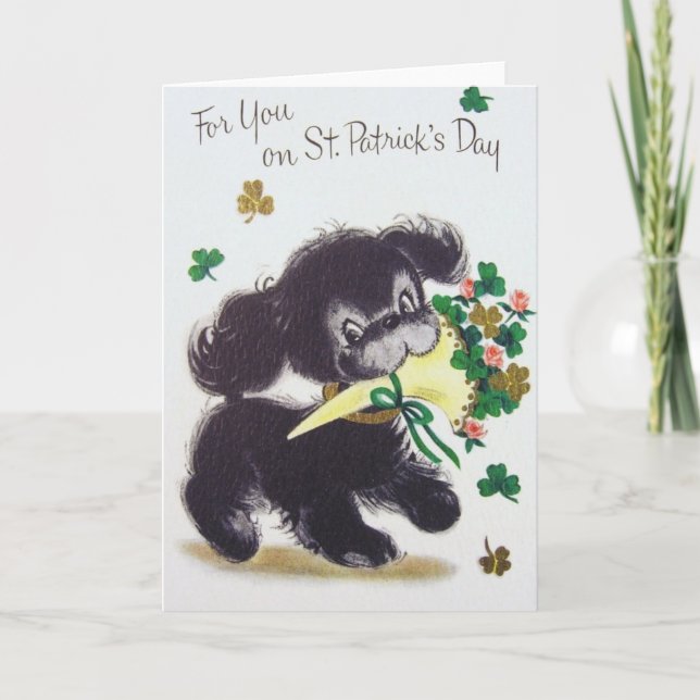 Tarjeta Vintage Puppy St. Patrick's Day Greeting Card (Anverso)