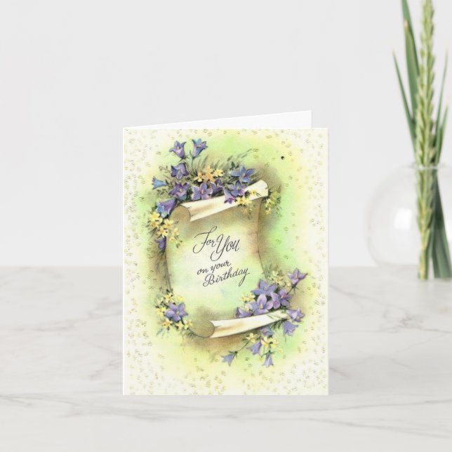Tarjeta Vintage Purple Flowday (Anverso)