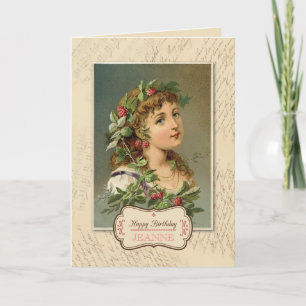 Tarjeta Vintage Raspberry Chica Birday