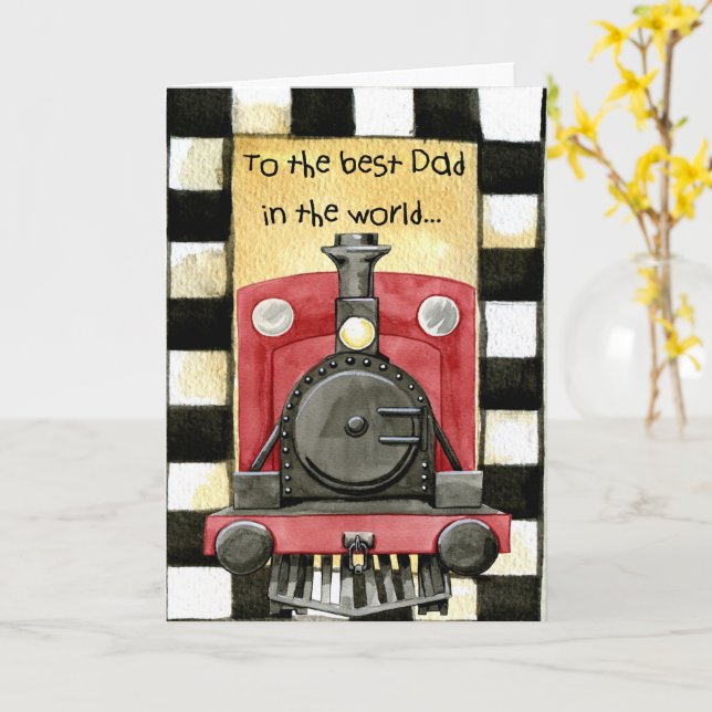 Tarjeta Vintage Red Black Fathers Day (flor amarilla)