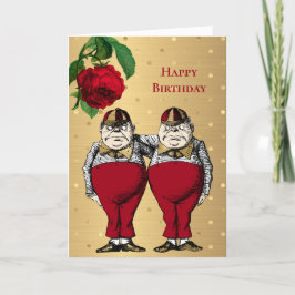 Tarjeta Vintage Red Gold Tweedles Cumpleaños