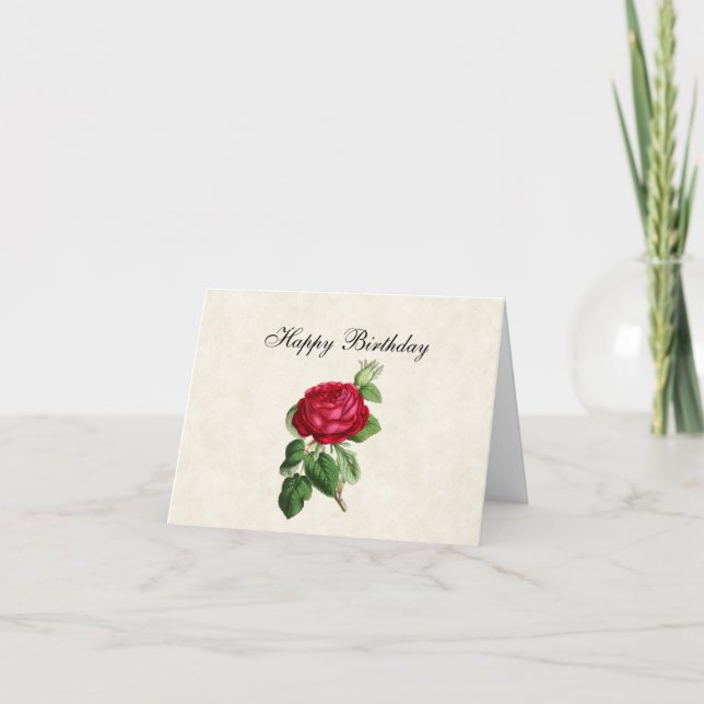 Tarjeta Vintage Red Rose feliz cumpleaños (Anverso)