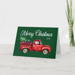 Tarjeta Vintage Red Truck Tree Regalos Feliz Año de Navida