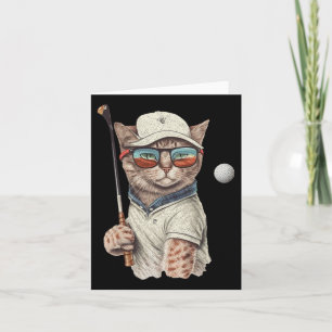 Tarjeta Vintage Retro Cat Jugando Golf