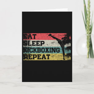 Tarjeta Vintage Retro Come Dormir Kickbox Repetir Divertid