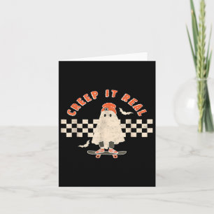 Tarjeta Vintage Retro Halloween Creep It Real Ghost Boy Fa