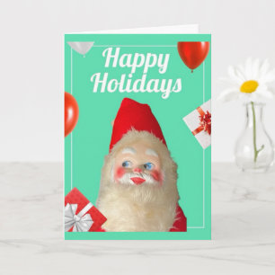 Tarjeta Vintage Retro Kitsch Santa Navidades