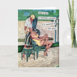 Tarjeta Vintage Retro Pareja Suburbana Graciosa