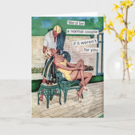 Tarjeta Vintage Retro Pareja Suburbana Graciosa
