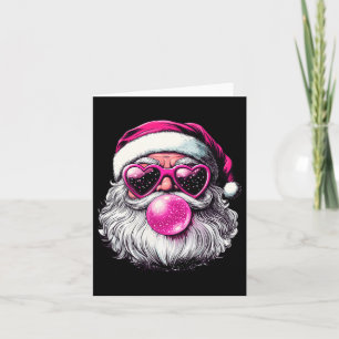 Tarjeta Vintage Retro Santa Navidades Bubble Gum Rosa