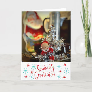 Tarjeta Vintage Retro Season saluda a Navidades