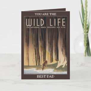 Tarjeta Vintage Retro Wild Life Outdoor Dad Day