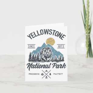 Tarjeta Vintage Retro Yellowstone Parque Nacional Senderis