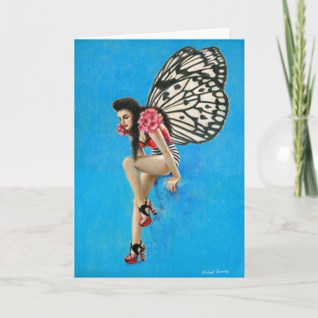 Tarjeta Vintage Rockabilly Fairy Greetings Card (Anverso)