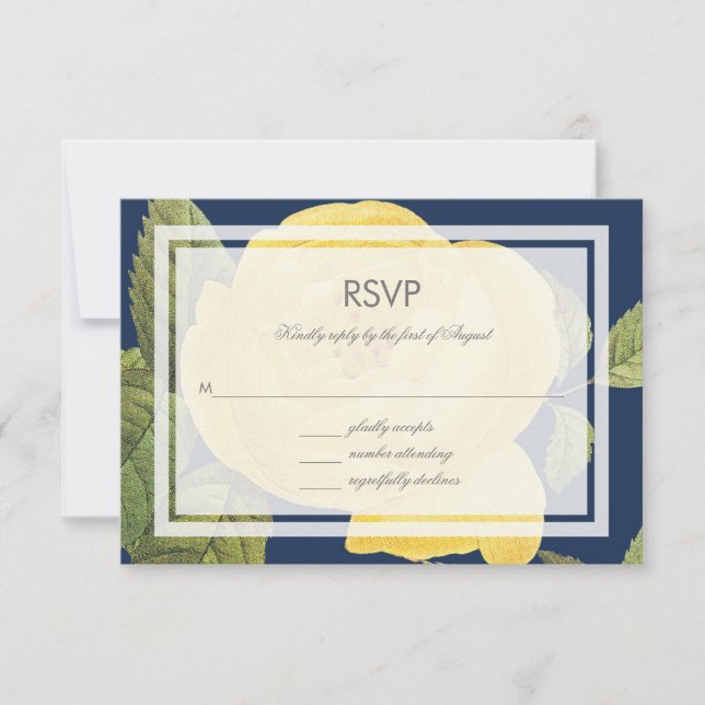 Tarjeta Vintage Rosa Garden Rsvp (Anverso)