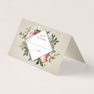 Tarjeta Vintage Rosa Greenery Boda Tent Place Cards