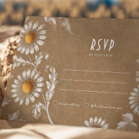 Tarjeta Vintage RSVP con Filigree Daisy Motif