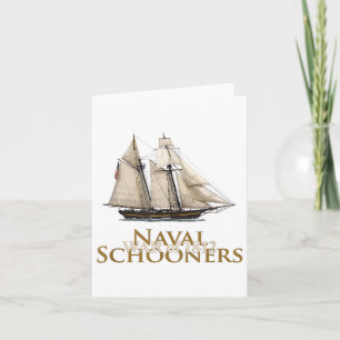 Tarjeta Vintage Sailboat, Schooner, Naval Boat, Guerra De