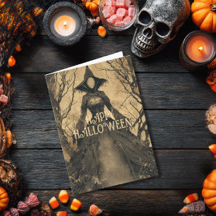 Tarjeta Vintage Salem Witch Gothic Scary Halloween