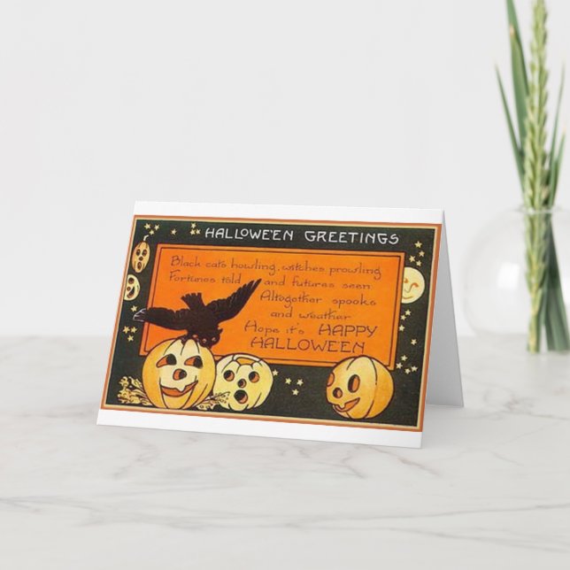 Tarjeta Vintage saludo de Halloween (Anverso)