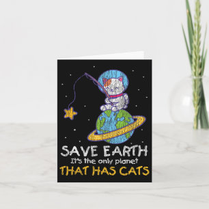 Tarjeta Vintage Salva la Tierra que Tiene Gato Divertido D