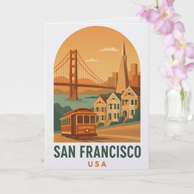 Tarjeta Vintage San Francisco Travel Poster Postcard  (Orquídea)