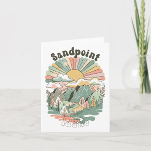 Tarjeta Vintage Sandpoint Idaho Montañas Senderismo Sunset
