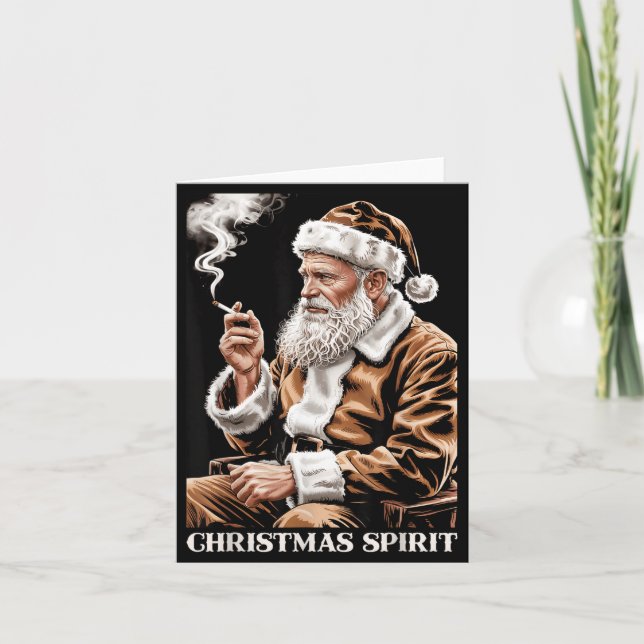 Tarjeta Vintage Santa Claus Fumando Cigarrillo Divertido N (Anverso)