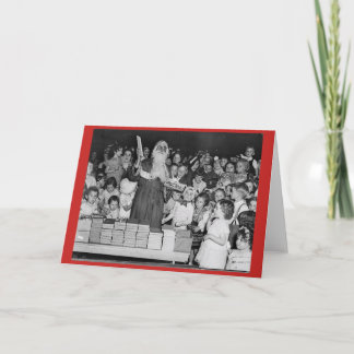 Tarjeta Vintage Santa con niños