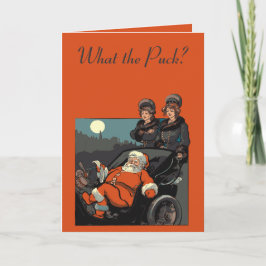 Tarjeta Vintage Santa Sleigh A Stroller and Nurse Maids 