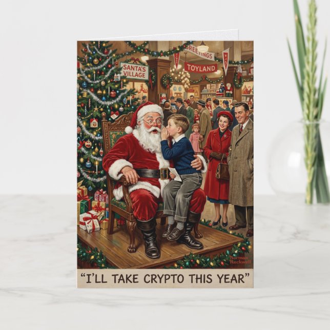Tarjeta Vintage Santa Tomaré Cripto Navidad (Anverso)