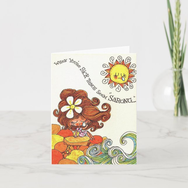 Tarjeta Vintage Sarong Get Well Card (Anverso)