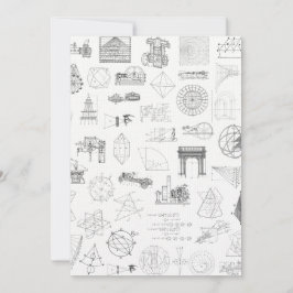Tarjeta Vintage Science Ilustraciones Black White Pattern