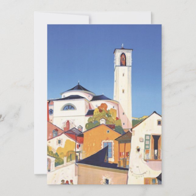 Tarjeta Vintage Seaside Village Italia Turismo Viaje (Anverso)