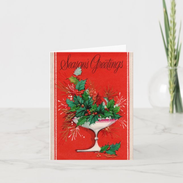 Tarjeta Vintage Seasons Greetings Navidades (Anverso)