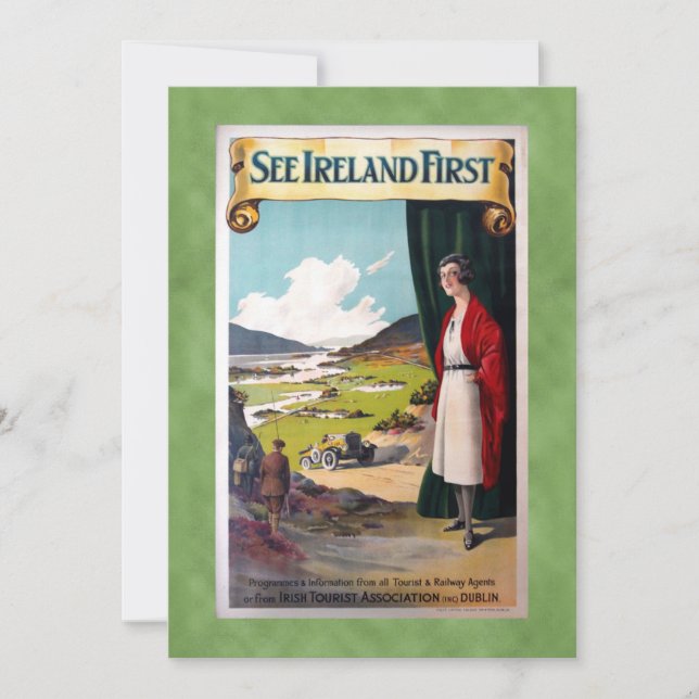 Tarjeta Vintage See Ireland First Travel Greet (Anverso)
