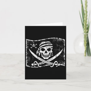 Tarjeta Vintage Skull Pirate Flag Gracioso disfraz de Hall
