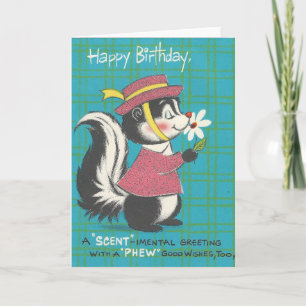Tarjeta Vintage Skunk Happy Birday
