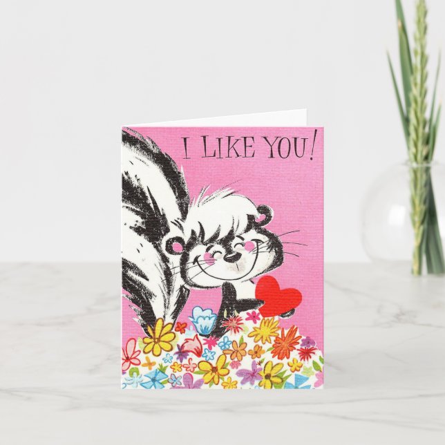 Tarjeta Vintage Skunk Valentine (Anverso)